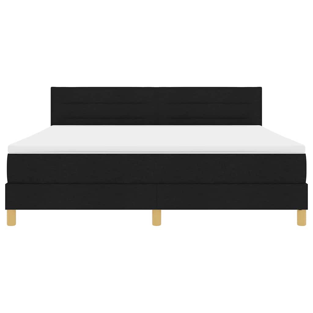 vidaXL LED Κρεβάτι με βάθρο με κεφαλάρι Μαύρο 180 x 200 cm ύφασμα