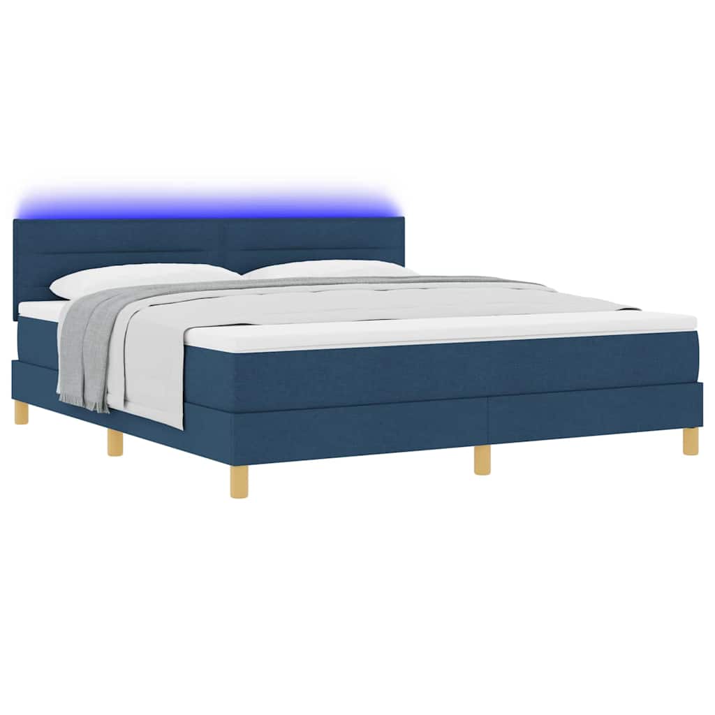 vidaXL LED Κρεβάτι με βάθρο με κεφαλάρι Μπλε 180 x 200 cm ύφασμα