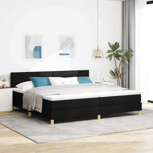 vidaXL LED Κρεβάτι με βάθρο με κεφαλάρι Μαύρο 200 x 200 cm ύφασμα