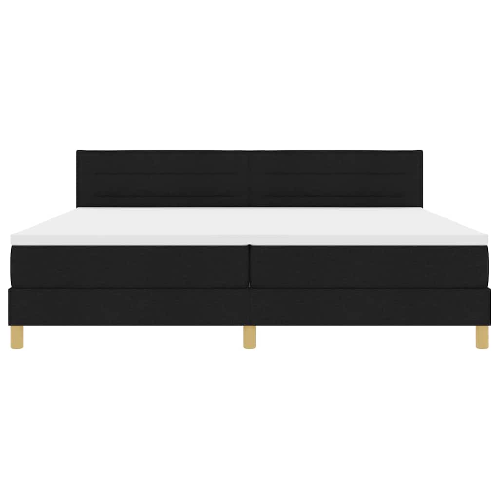 vidaXL LED Κρεβάτι με βάθρο με κεφαλάρι Μαύρο 200 x 200 cm ύφασμα