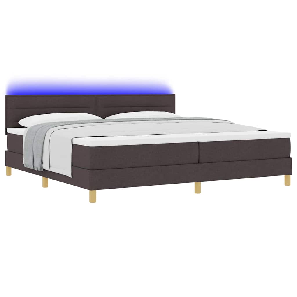vidaXL LED Κρεβάτι με βάθρο Σκούρο Καφέ 200 x 200 cm ύφασμα