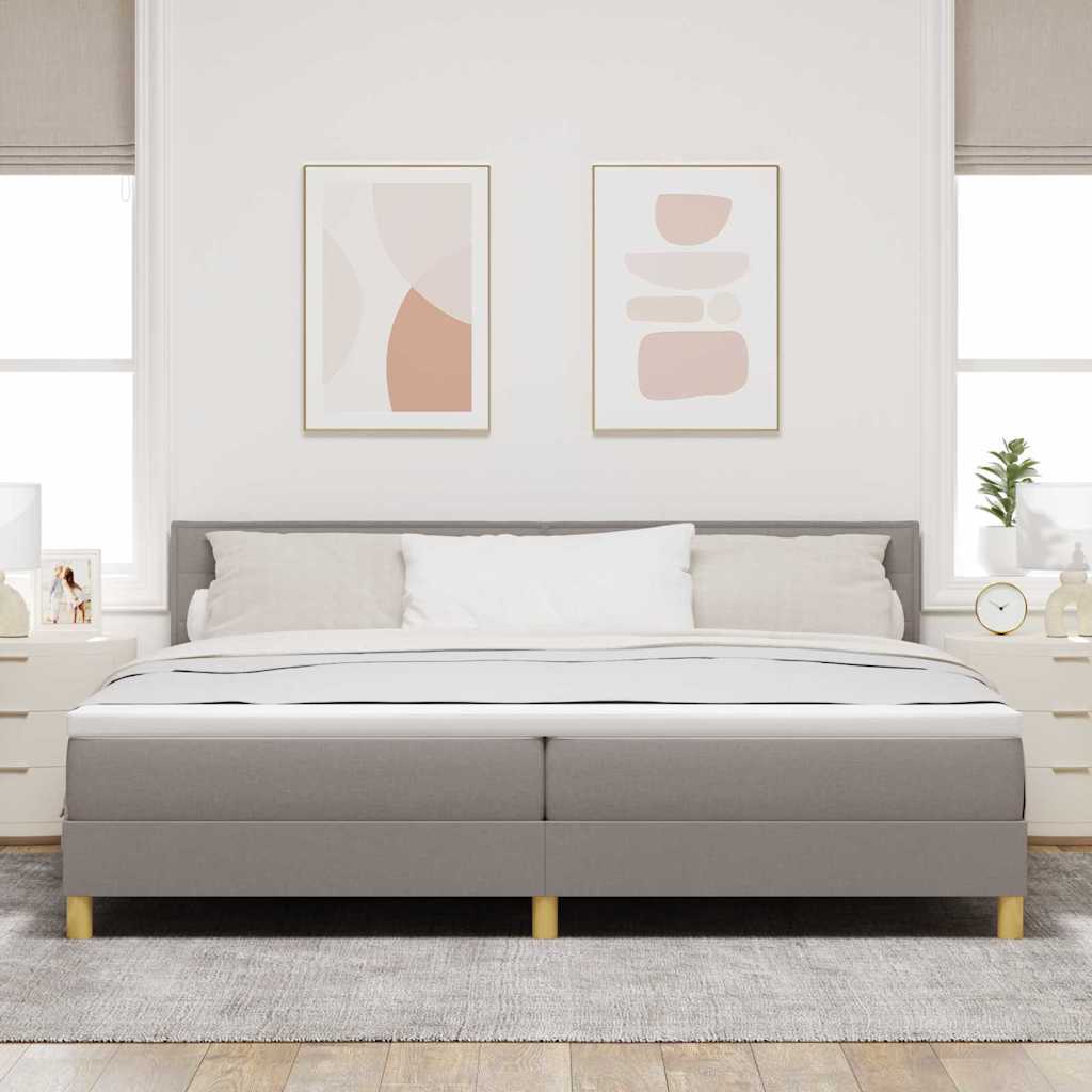 vidaXL LED Κρεβάτι με βάθρο με κεφαλάρι Taupe 200 x 200 cm ύφασμα