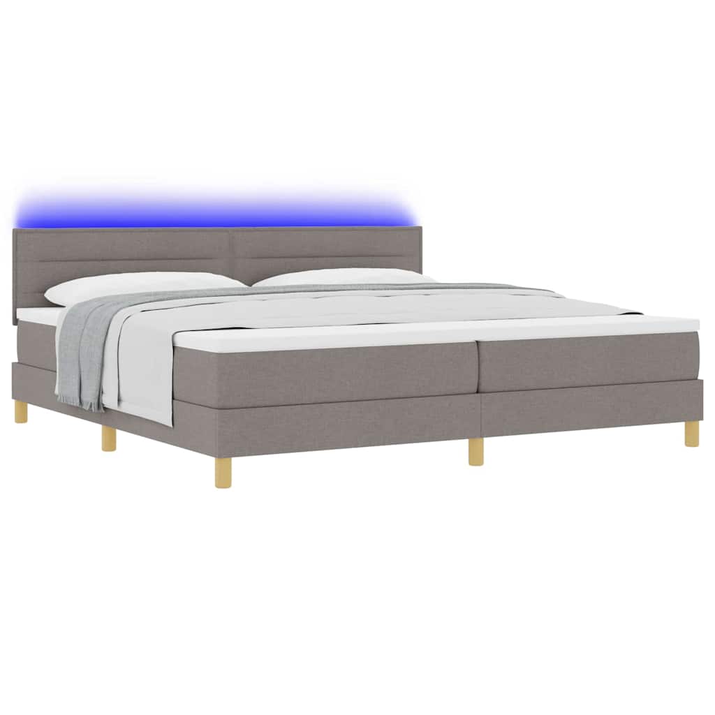 vidaXL LED Κρεβάτι με βάθρο με κεφαλάρι Taupe 200 x 200 cm ύφασμα