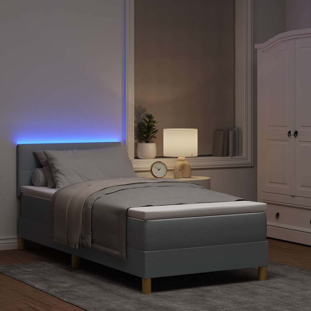vidaXL LED Κρεβάτι με βάθρο Ανοιχτό γκρι 80 x 200 cm ύφασμα