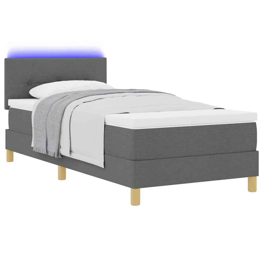 vidaXL LED Κρεβάτι με βάθρο με κεφαλάρι Σκούρο Γκρι 80 x 200 cm ύφασμα
