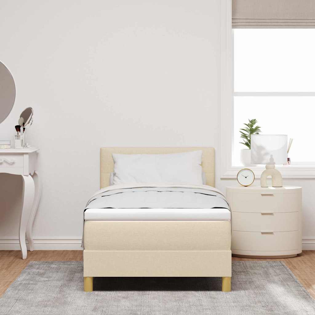 vidaXL LED Κρεβάτι με βάθρο με κεφαλάρι Κρεμ 80 x 200 cm ύφασμα