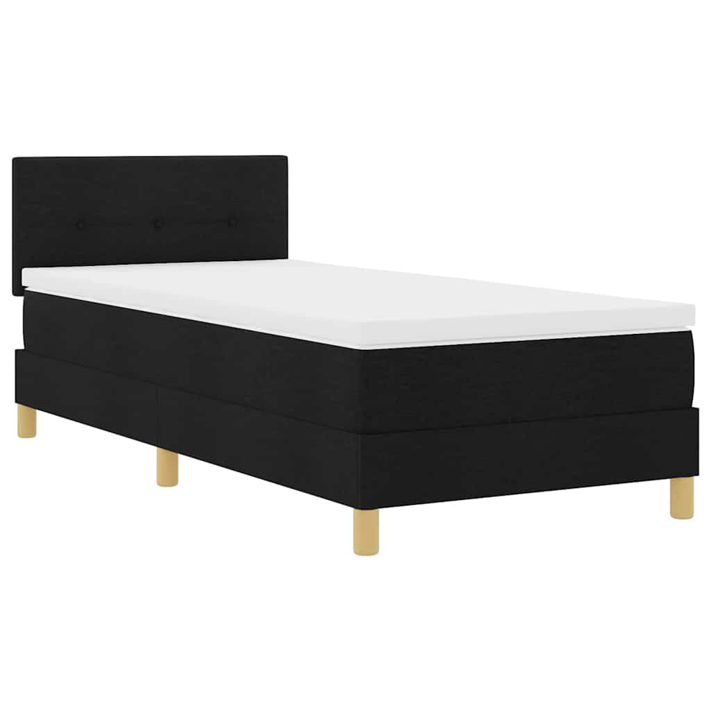vidaXL Κρεβάτι Box Spring με Στρώμα & LED Μαύρο 90x200 cm Ύφασμα