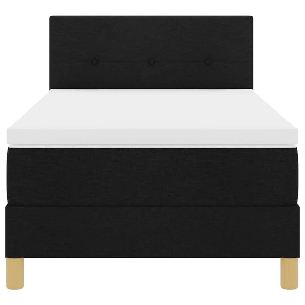 vidaXL Κρεβάτι Box Spring με Στρώμα & LED Μαύρο 90x200 cm Ύφασμα