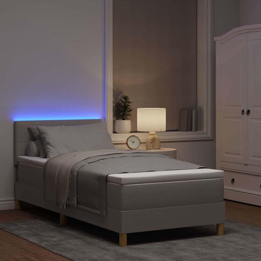 vidaXL LED Κρεβάτι με βάθρο με κεφαλάρι Taupe 90 x 200 cm ύφασμα