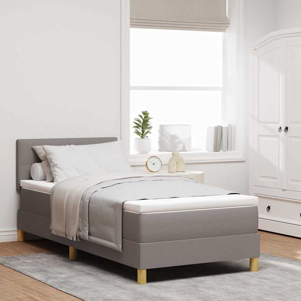 vidaXL LED Κρεβάτι με βάθρο με κεφαλάρι Taupe 90 x 200 cm ύφασμα