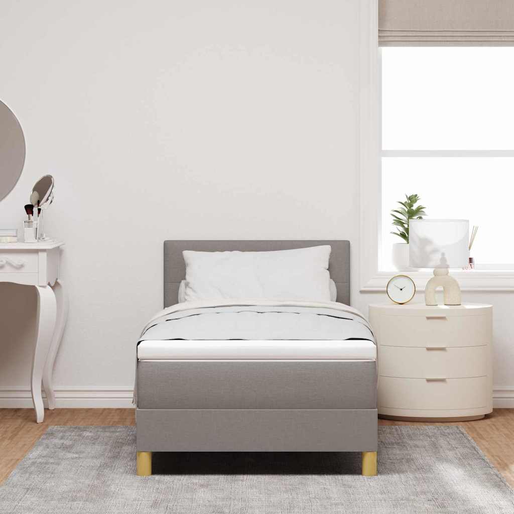 vidaXL LED Κρεβάτι με βάθρο με κεφαλάρι Taupe 90 x 200 cm ύφασμα