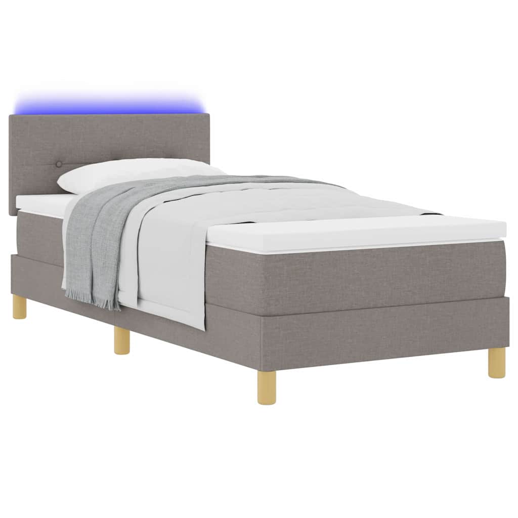 vidaXL LED Κρεβάτι με βάθρο με κεφαλάρι Taupe 90 x 200 cm ύφασμα