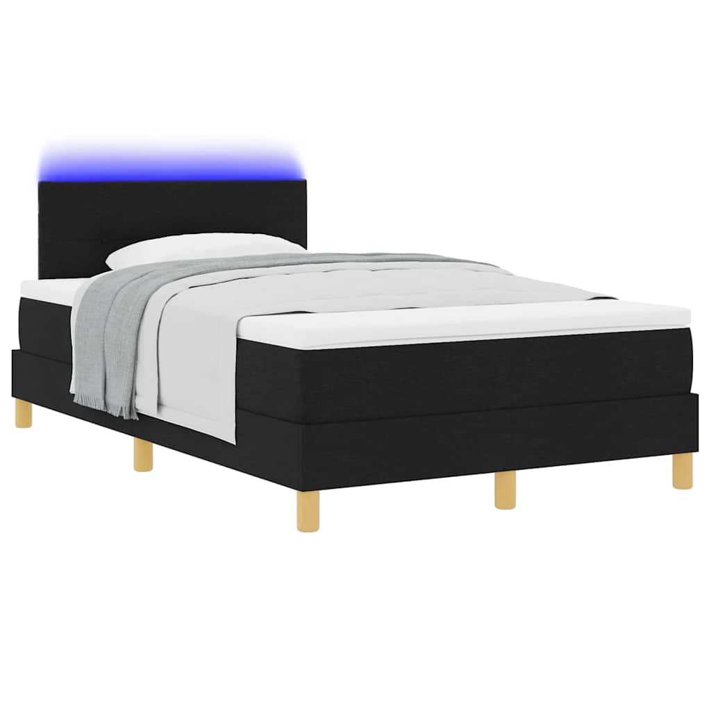 vidaXL LED Κρεβάτι με βάθρο με κεφαλάρι Μαύρο 120 x 190 cm ύφασμα