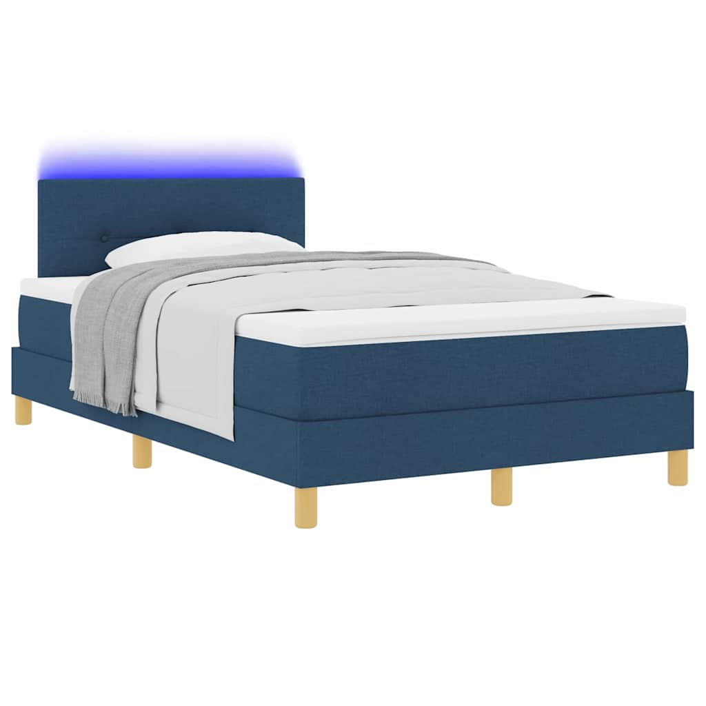 vidaXL LED Κρεβάτι με βάθρο με κεφαλάρι Μπλε 120 x 200 cm ύφασμα