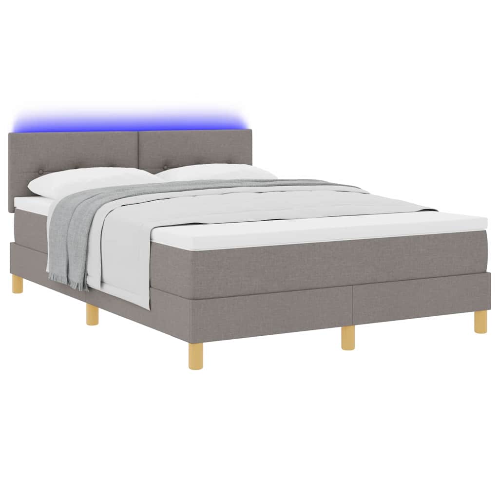 vidaXL LED Κρεβάτι με βάθρο με κεφαλάρι Taupe 140 x 190 cm ύφασμα