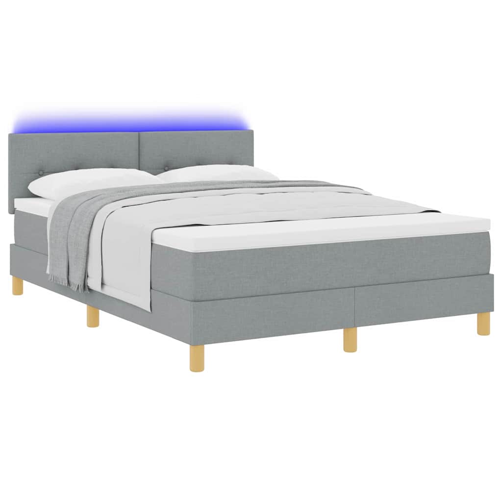 vidaXL LED Κρεβάτι με βάθρο Ανοιχτό γκρι 160 x 200 cm ύφασμα