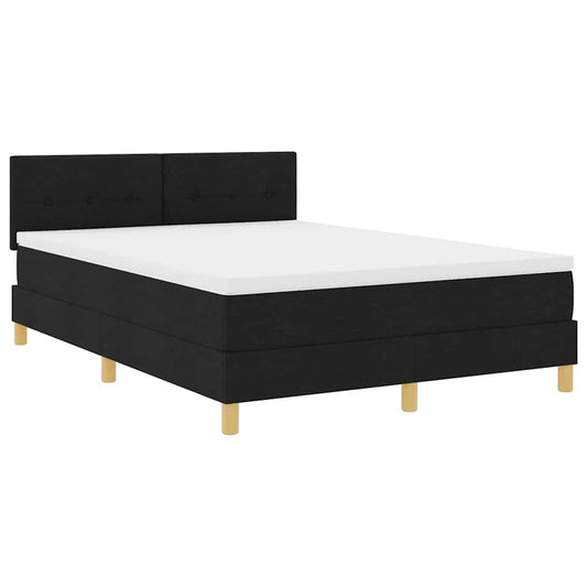 vidaXL LED Κρεβάτι με βάθρο με μαξιλάρι Μαύρο 160 x 200 cm ύφασμα