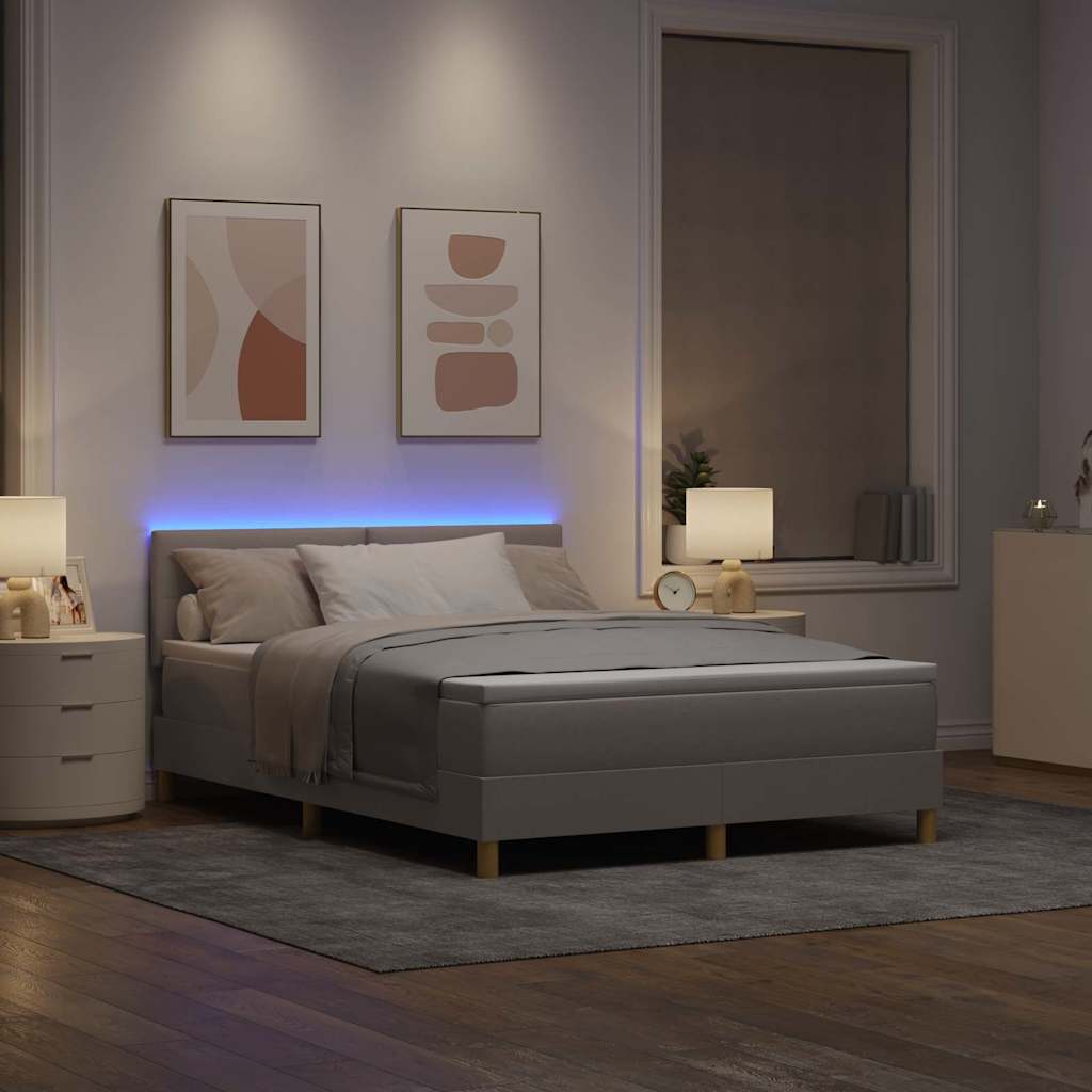 vidaXL LED Κρεβάτι με βάθρο με κεφαλάρι Taupe 160 x 200 cm ύφασμα