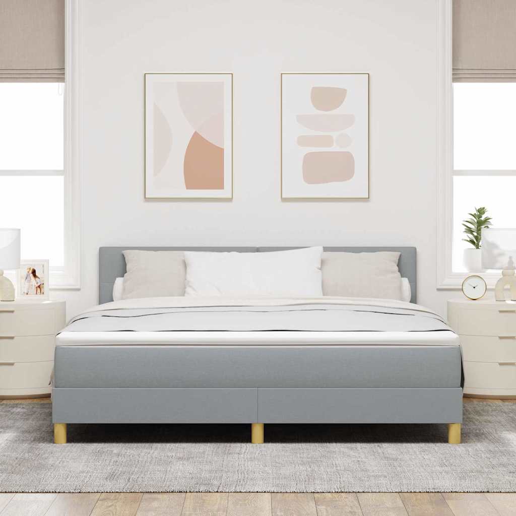 vidaXL LED Κρεβάτι με βάθρο Ανοιχτό γκρι 180 x 200 cm ύφασμα