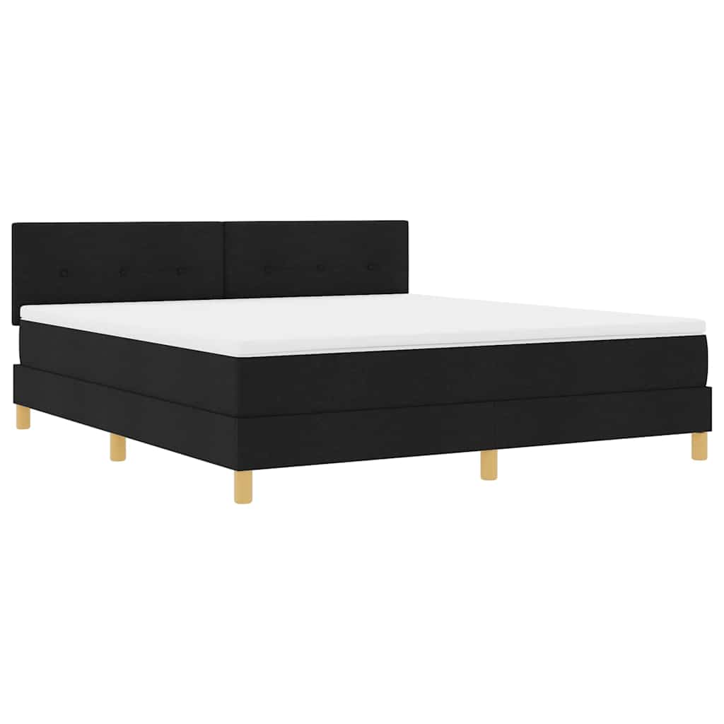vidaXL LED Κρεβάτι με βάθρο με κεφαλάρι Μαύρο 180 x 200 cm ύφασμα