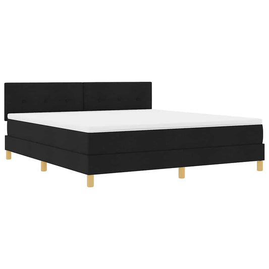 vidaXL LED Κρεβάτι με βάθρο με κεφαλάρι Μαύρο 180 x 200 cm ύφασμα