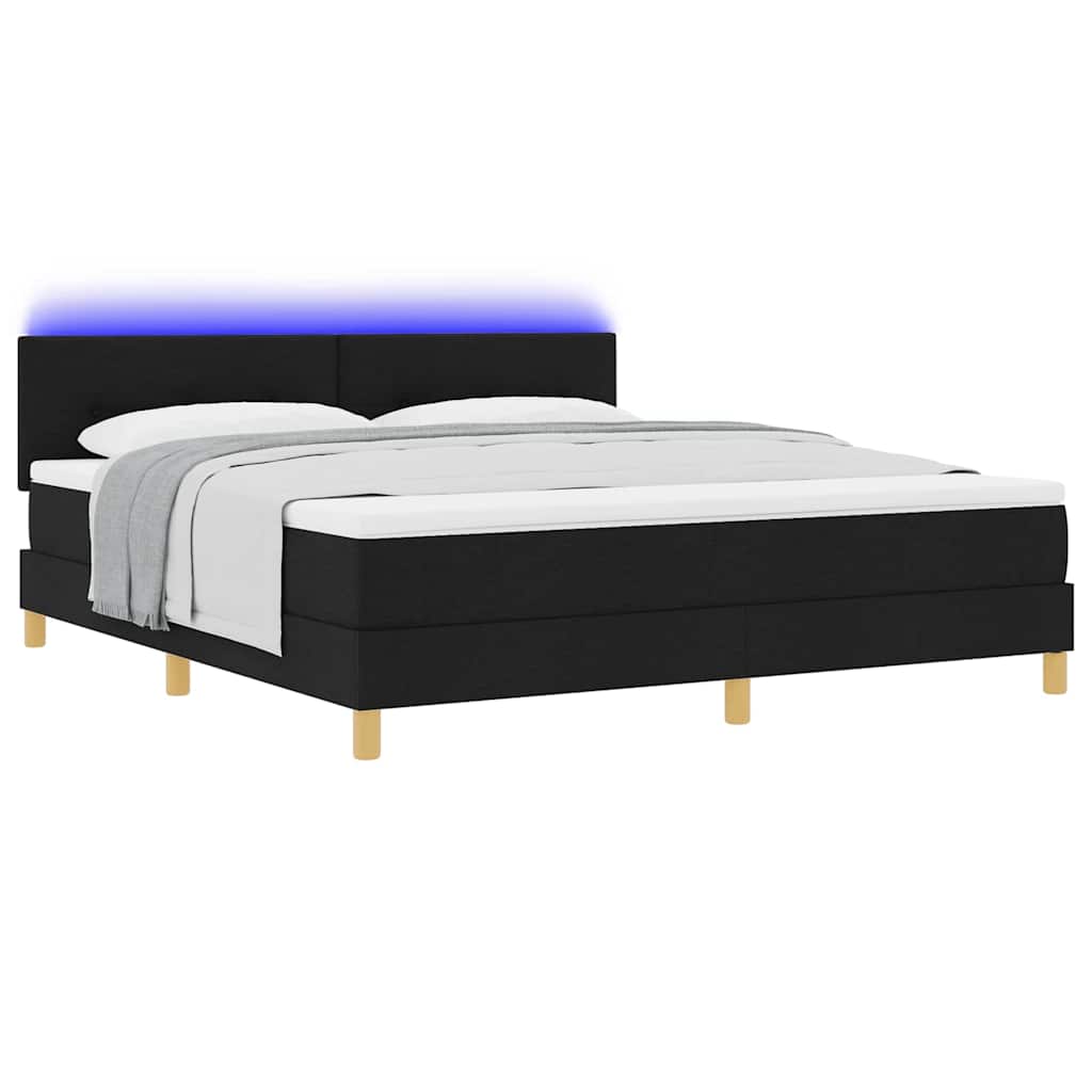 vidaXL LED Κρεβάτι με βάθρο με κεφαλάρι Μαύρο 180 x 200 cm ύφασμα