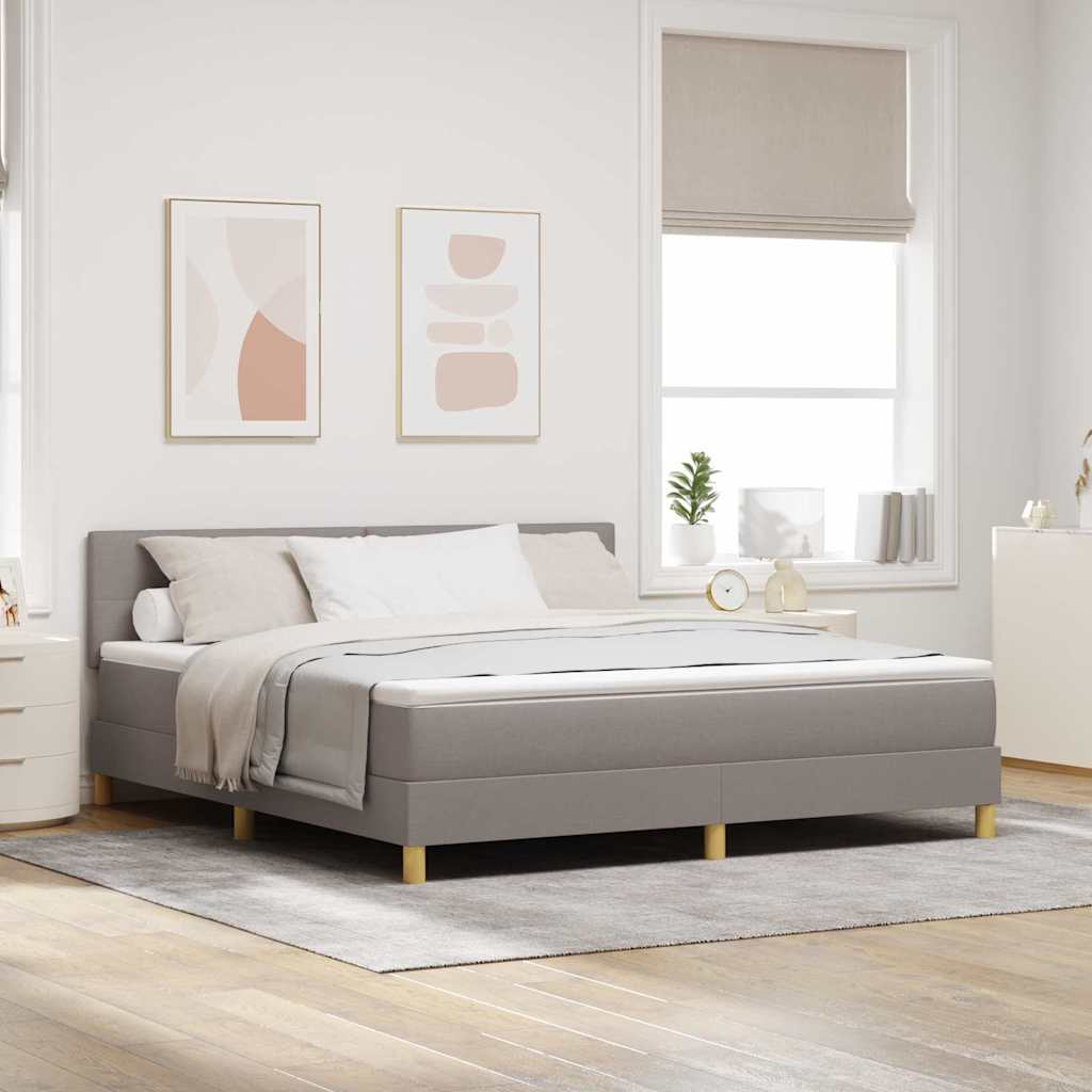 vidaXL LED Κρεβάτι με βάθρο με κεφαλάρι Taupe 180 x 200 cm ύφασμα