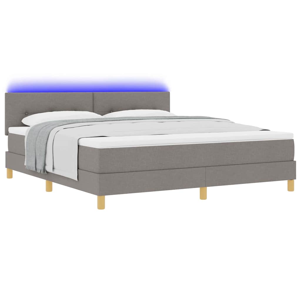 vidaXL LED Κρεβάτι με βάθρο με κεφαλάρι Taupe 180 x 200 cm ύφασμα