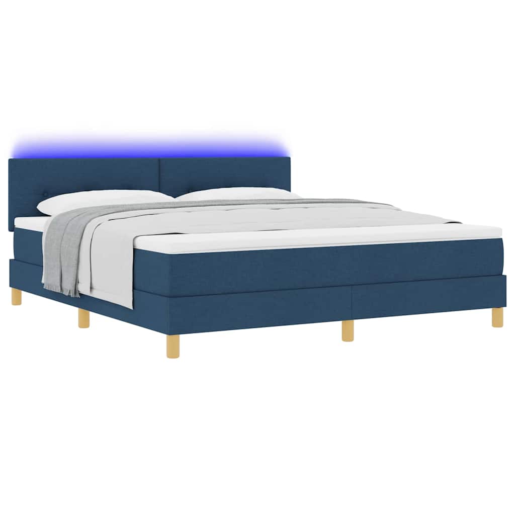 vidaXL LED Κρεβάτι με βάθρο με μαξιλάρι Μπλε 180 x 200 cm ύφασμα