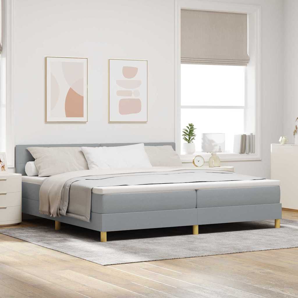 vidaXL LED Κρεβάτι με βάθρο Ανοιχτό γκρι 200 x 200 cm ύφασμα