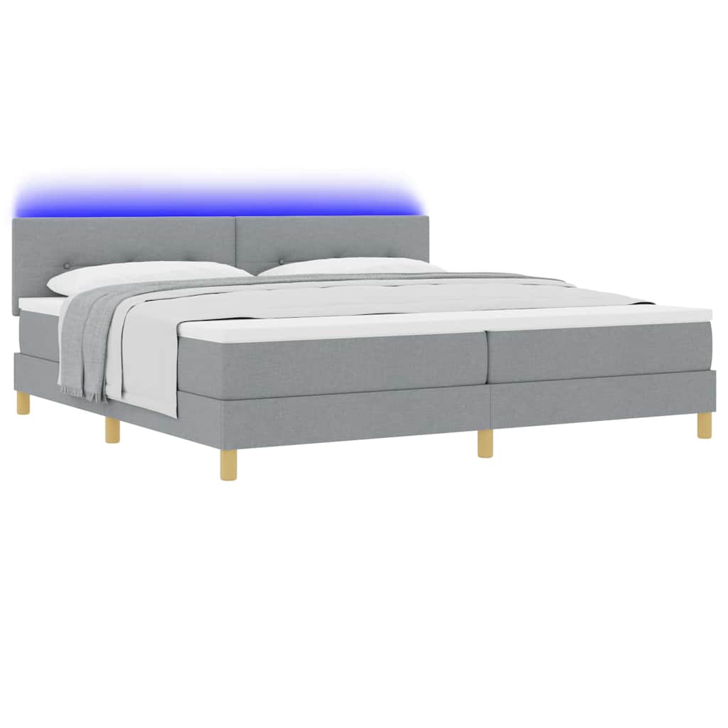 vidaXL LED Κρεβάτι με βάθρο Ανοιχτό γκρι 200 x 200 cm ύφασμα