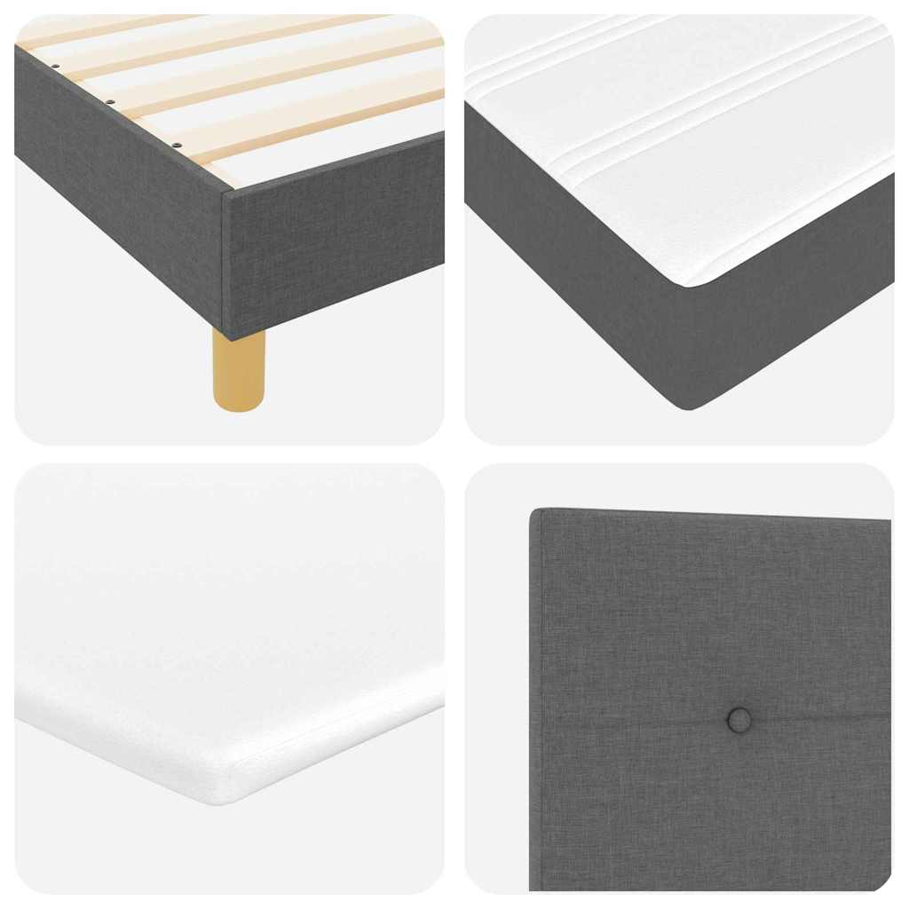 vidaXL LED Κρεβάτι με βάθρο Σκούρο Γκρι 200 x 200 cm ύφασμα