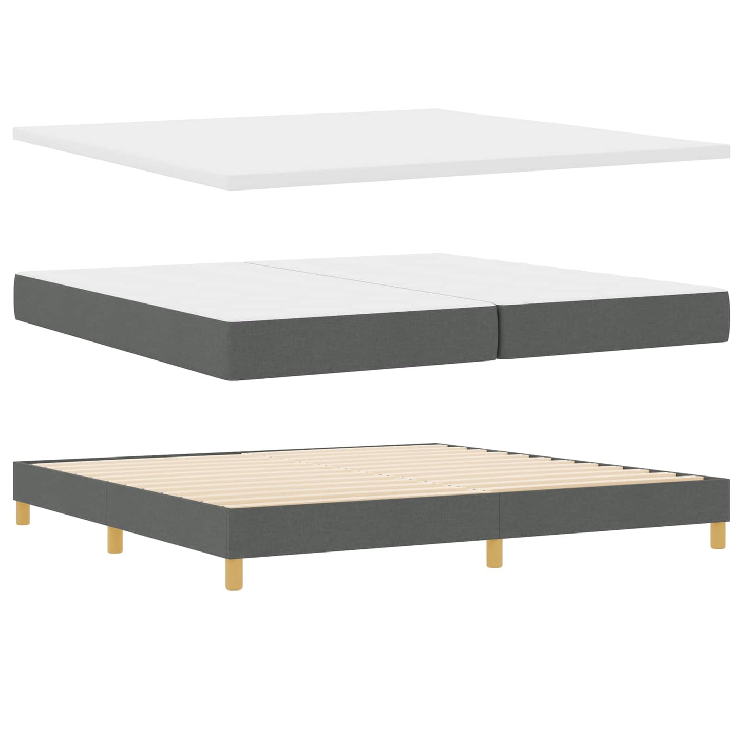 vidaXL LED Κρεβάτι με βάθρο Σκούρο Γκρι 200 x 200 cm ύφασμα