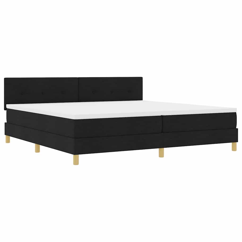 vidaXL LED Κρεβάτι με βάθρο με κεφαλάρι Μαύρο 200 x 200 cm ύφασμα