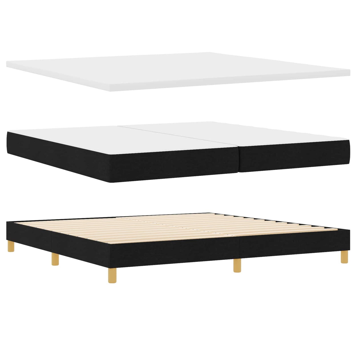 vidaXL LED Κρεβάτι με βάθρο με κεφαλάρι Μαύρο 200 x 200 cm ύφασμα