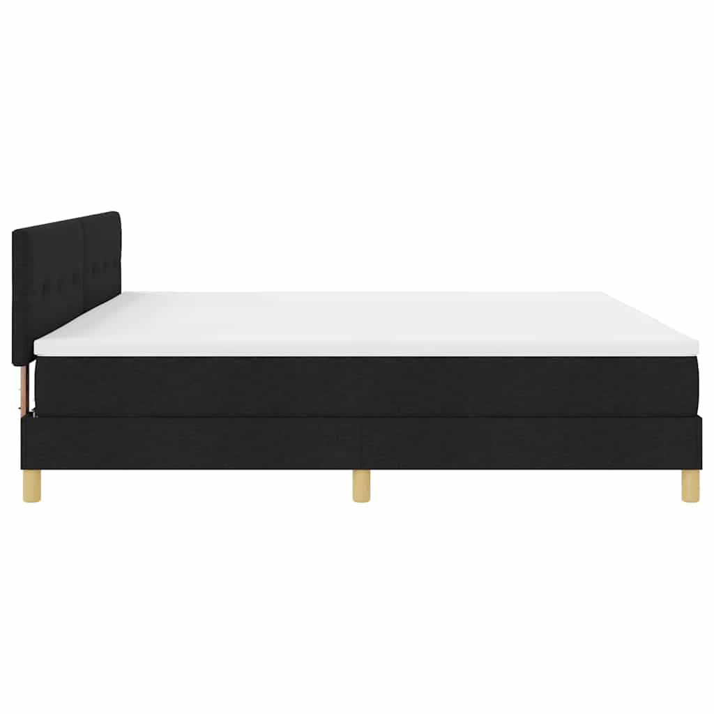 vidaXL LED Κρεβάτι με βάθρο με κεφαλάρι Μαύρο 200 x 200 cm ύφασμα