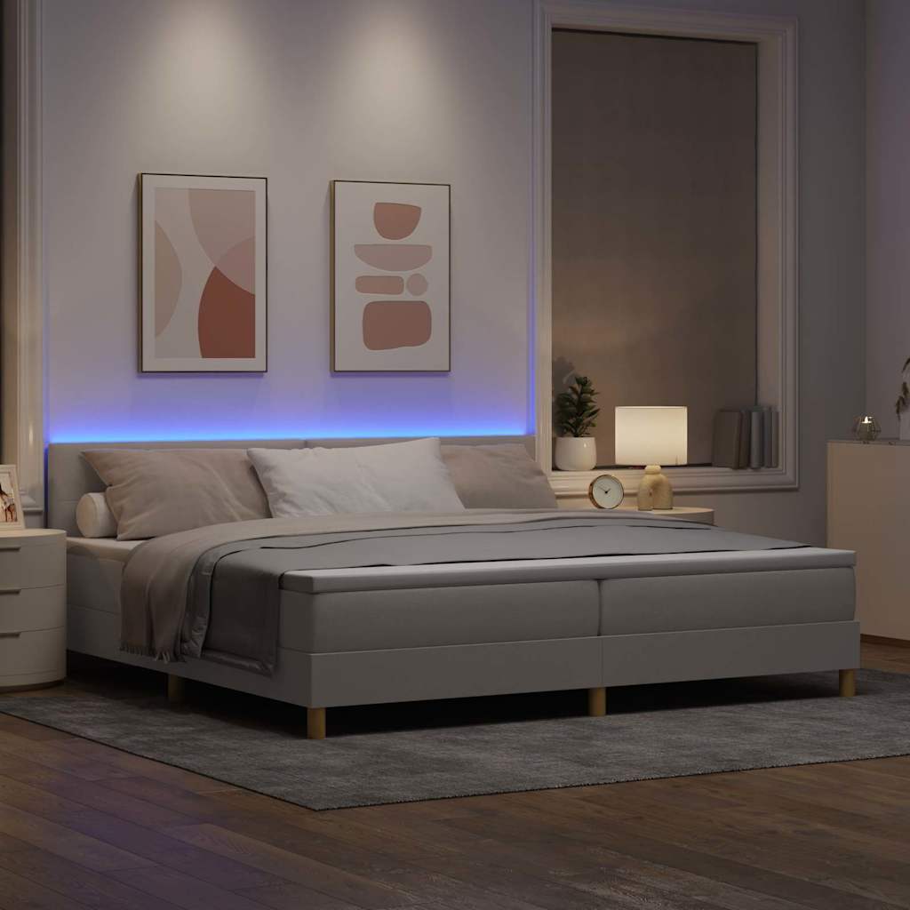 vidaXL LED Κρεβάτι με βάθρο με μαξιλάρι Taupe 200 x 200 cm ύφασμα