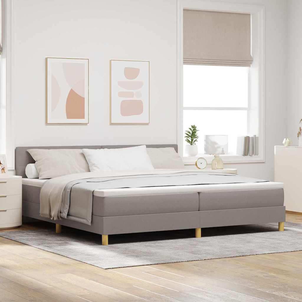 vidaXL LED Κρεβάτι με βάθρο με μαξιλάρι Taupe 200 x 200 cm ύφασμα