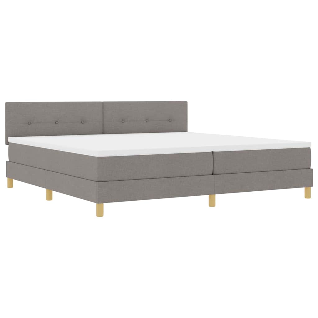vidaXL LED Κρεβάτι με βάθρο με μαξιλάρι Taupe 200 x 200 cm ύφασμα