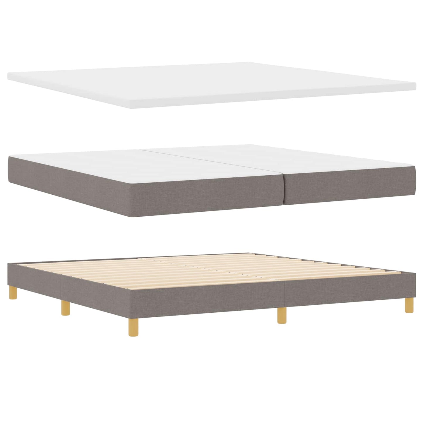 vidaXL LED Κρεβάτι με βάθρο με μαξιλάρι Taupe 200 x 200 cm ύφασμα