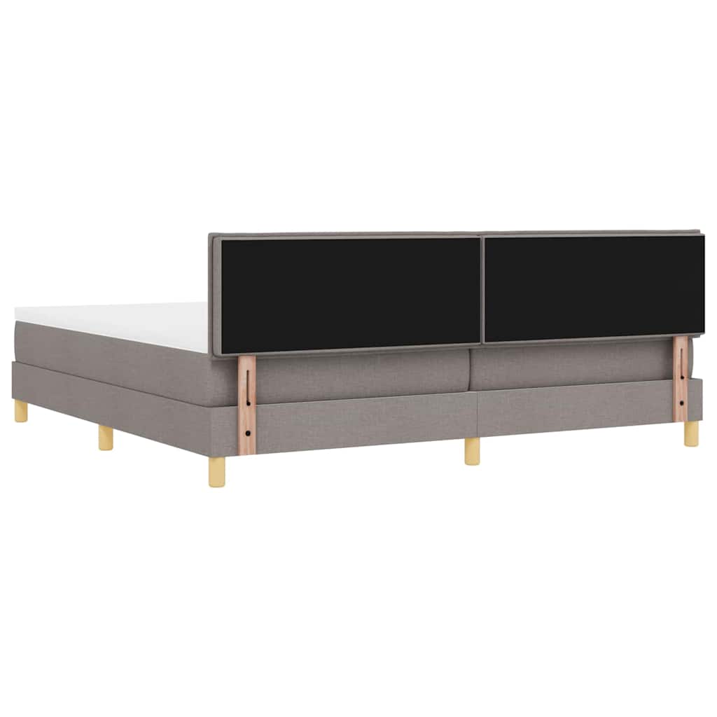 vidaXL LED Κρεβάτι με βάθρο με μαξιλάρι Taupe 200 x 200 cm ύφασμα
