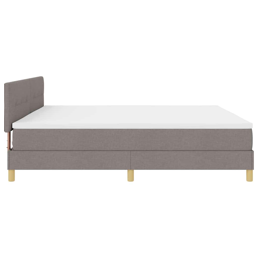 vidaXL LED Κρεβάτι με βάθρο με μαξιλάρι Taupe 200 x 200 cm ύφασμα