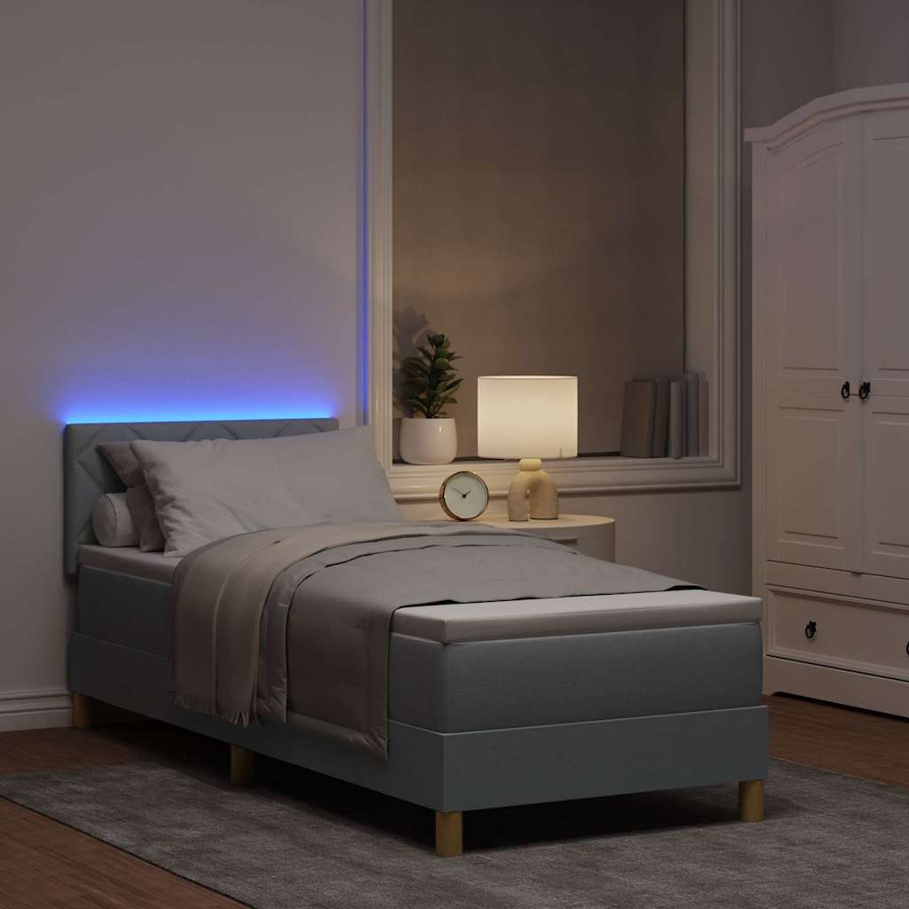 vidaXL LED Κρεβάτι με βάθρο Ανοιχτό γκρι 80 x 200 cm ύφασμα