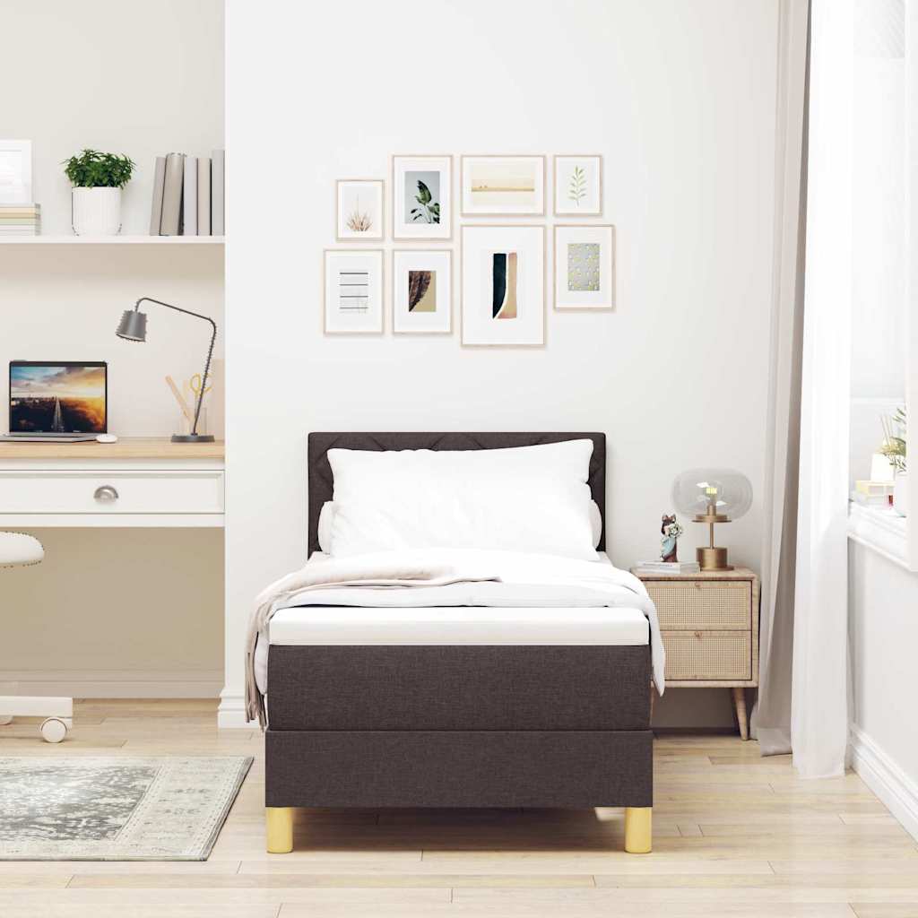vidaXL LED Κρεβάτι με βάθρο με κεφαλάρι Σκούρο Καφέ 80 x 200 cm ύφασμα