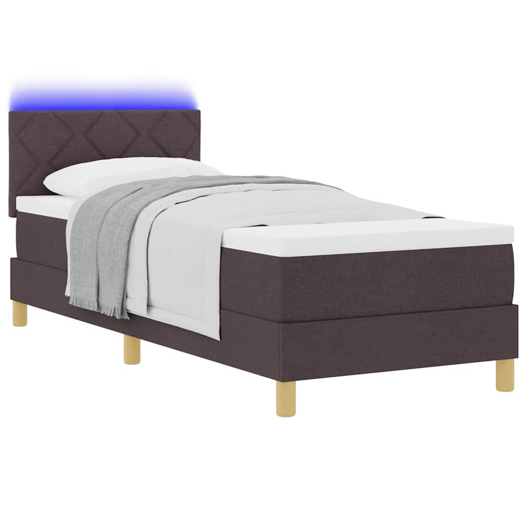vidaXL LED Κρεβάτι με βάθρο με κεφαλάρι Σκούρο Καφέ 80 x 200 cm ύφασμα