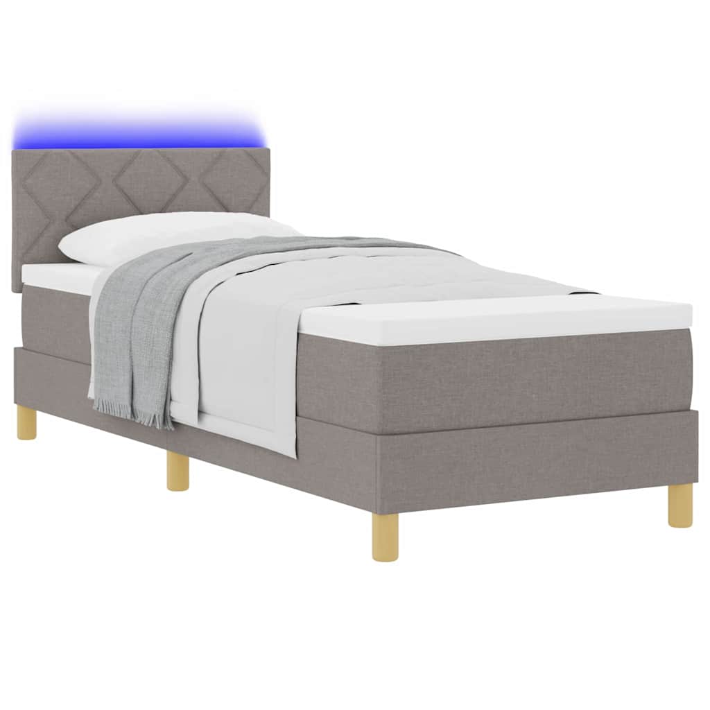 vidaXL LED Κρεβάτι με βάθρο με κεφαλάρι Taupe 80 x 200 cm ύφασμα