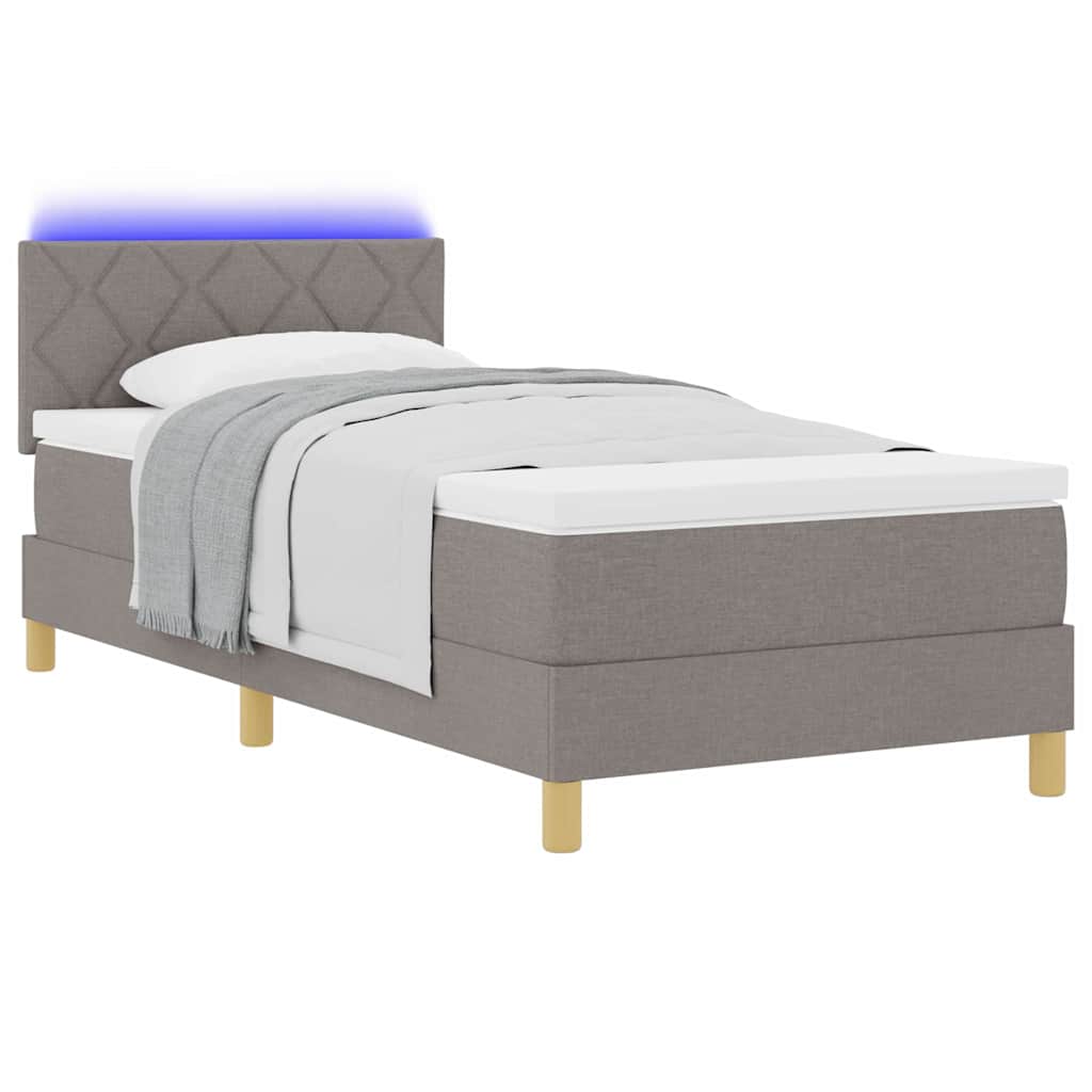 vidaXL LED Κρεβάτι με βάθρο με κεφαλάρι Taupe 90 x 190 cm ύφασμα