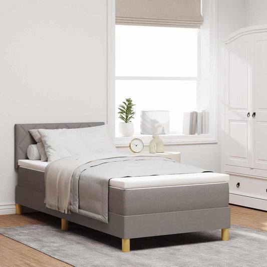 vidaXL LED Κρεβάτι με βάθρο με κεφαλάρι Taupe 90 x 200 cm ύφασμα