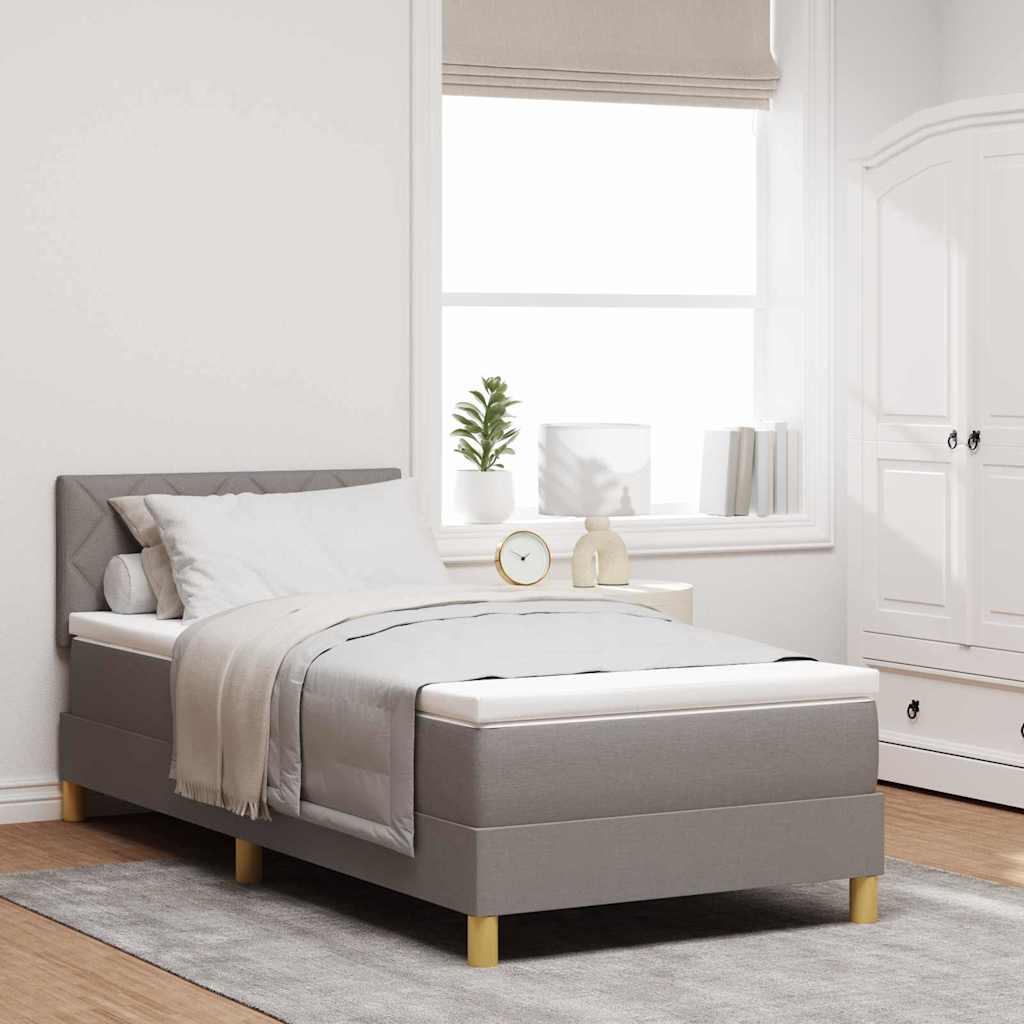 vidaXL LED Κρεβάτι με βάθρο με κεφαλάρι Taupe 100 x 200 cm ύφασμα