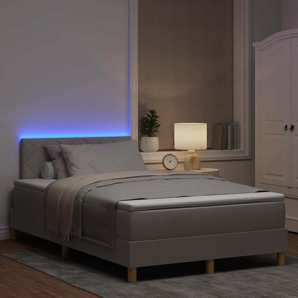 vidaXL LED Κρεβάτι με βάθρο με κεφαλάρι Taupe 120 x 190 cm ύφασμα
